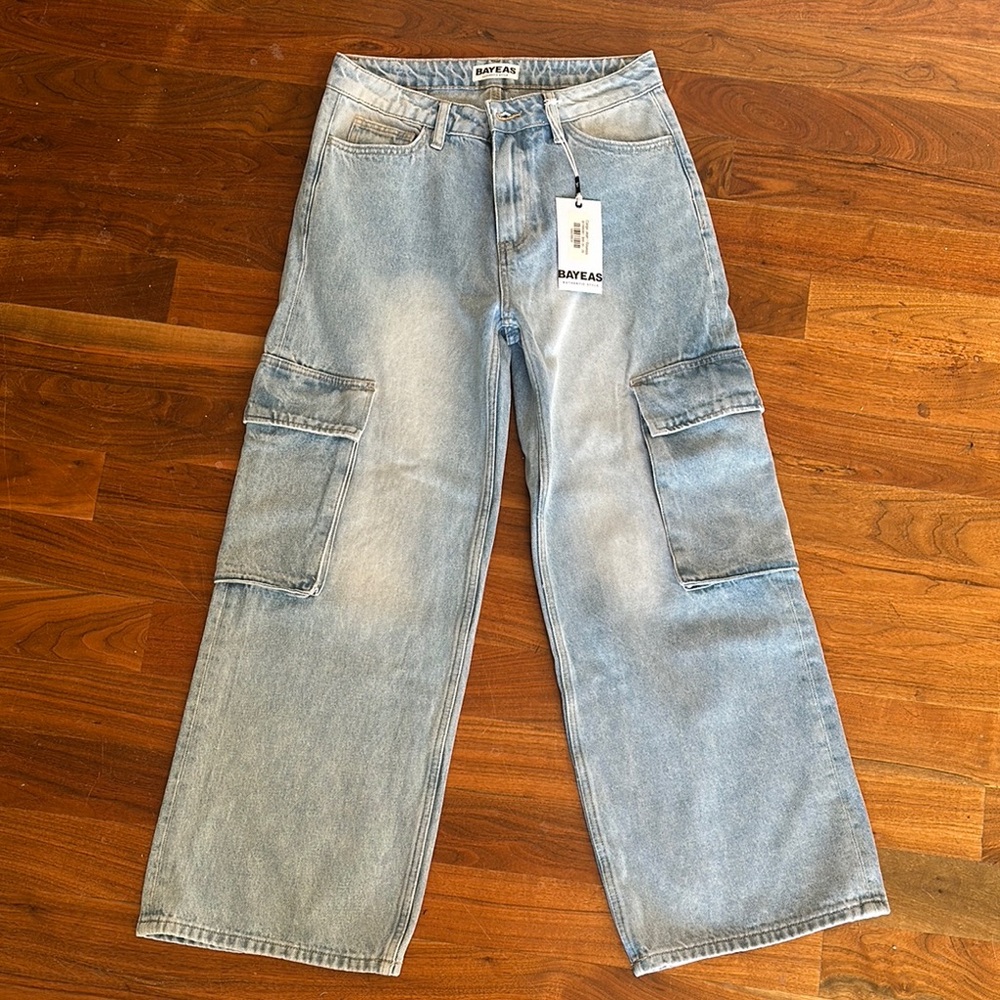 NWT Bayeas Light Blue Cargo Jeans